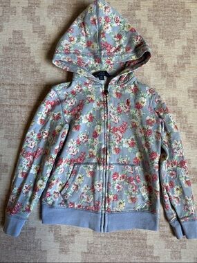 Polo by Ralph Lauren Light Blue Floral French Terry Zip Hoodie Girls size 6X
